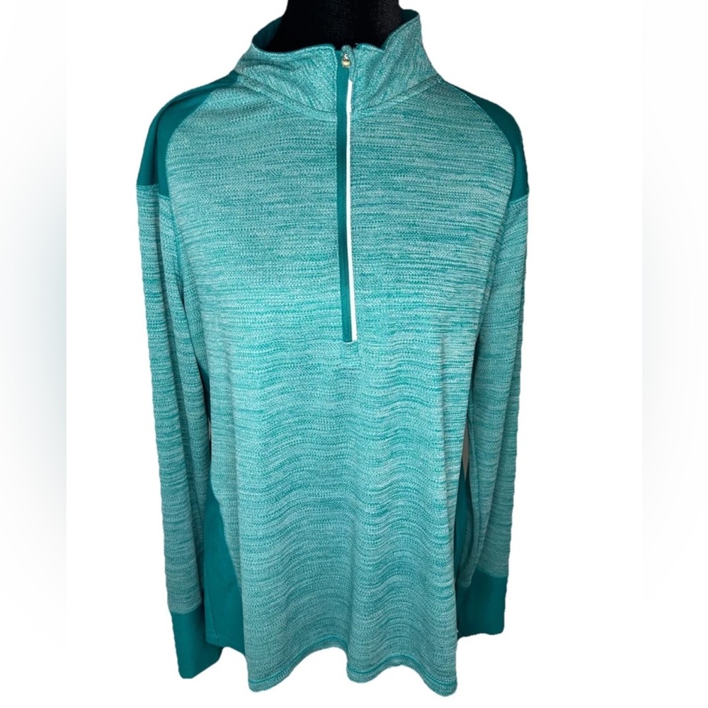 Avia teal/white/silver 1/4 zip up ladies pullover active wear‎ top size XL
